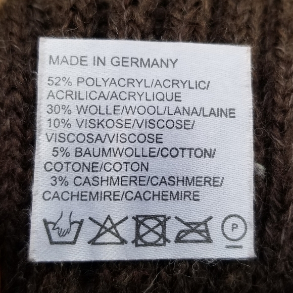 Gottman brown ribbed knit scarf wool blend unisex - Picture 3 of 3